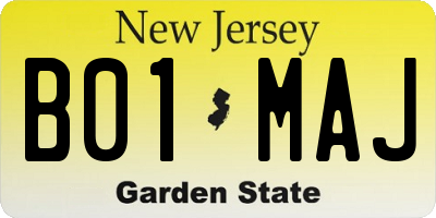 NJ license plate B01MAJ