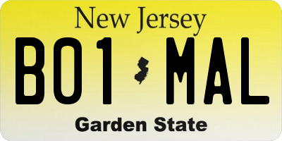 NJ license plate B01MAL