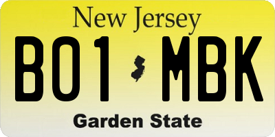 NJ license plate B01MBK