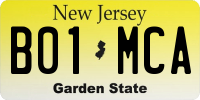 NJ license plate B01MCA
