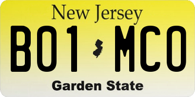 NJ license plate B01MCO