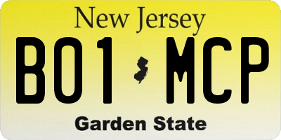 NJ license plate B01MCP