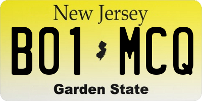 NJ license plate B01MCQ