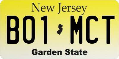 NJ license plate B01MCT