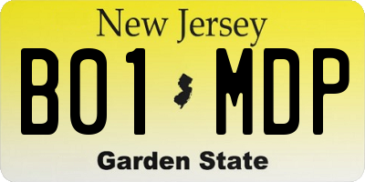 NJ license plate B01MDP