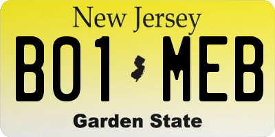 NJ license plate B01MEB