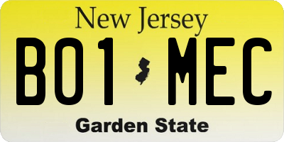 NJ license plate B01MEC