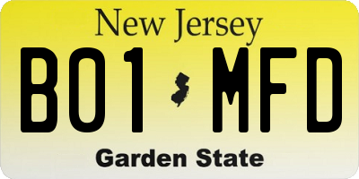 NJ license plate B01MFD