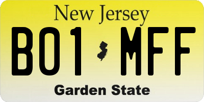 NJ license plate B01MFF