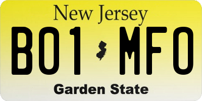 NJ license plate B01MFO