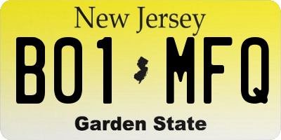 NJ license plate B01MFQ