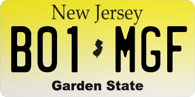 NJ license plate B01MGF