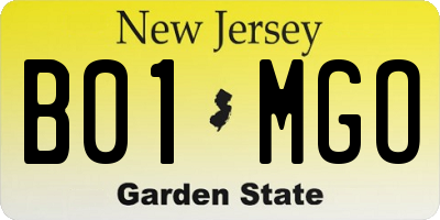 NJ license plate B01MGO