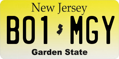 NJ license plate B01MGY