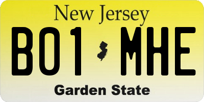 NJ license plate B01MHE