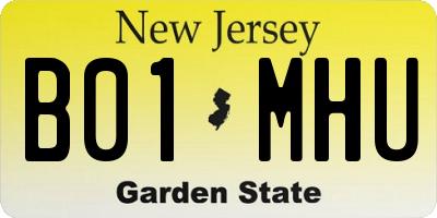 NJ license plate B01MHU