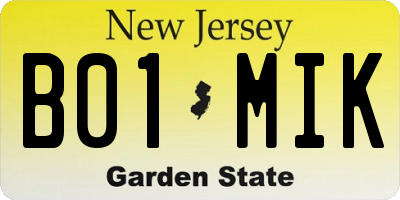 NJ license plate B01MIK