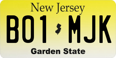 NJ license plate B01MJK