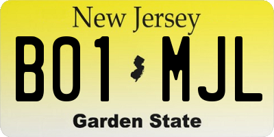 NJ license plate B01MJL