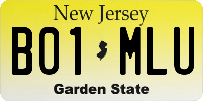 NJ license plate B01MLU