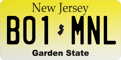 NJ license plate B01MNL
