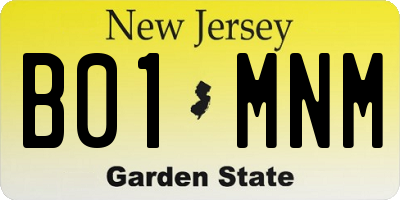 NJ license plate B01MNM