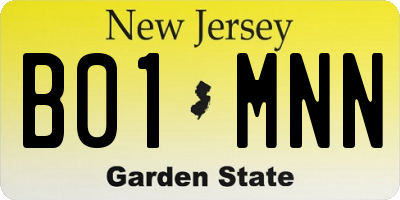 NJ license plate B01MNN
