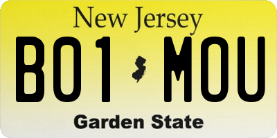 NJ license plate B01MOU