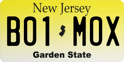 NJ license plate B01MOX