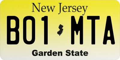 NJ license plate B01MTA