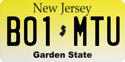 NJ license plate B01MTU