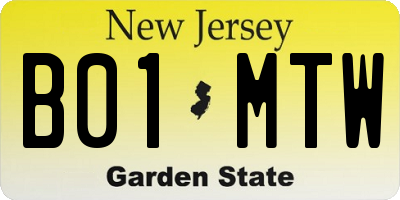 NJ license plate B01MTW