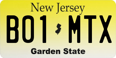 NJ license plate B01MTX