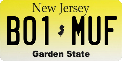 NJ license plate B01MUF