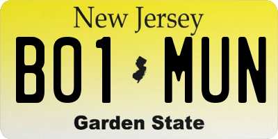 NJ license plate B01MUN