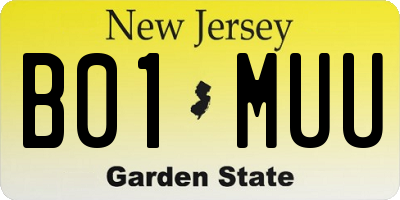NJ license plate B01MUU
