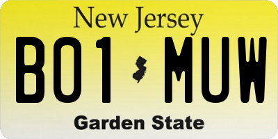NJ license plate B01MUW