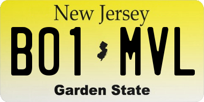 NJ license plate B01MVL
