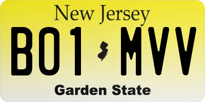 NJ license plate B01MVV