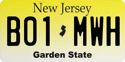NJ license plate B01MWH
