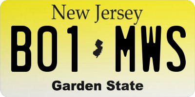 NJ license plate B01MWS