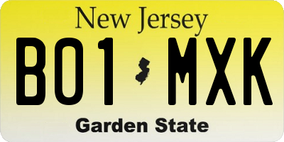 NJ license plate B01MXK