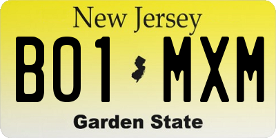 NJ license plate B01MXM