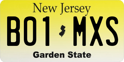 NJ license plate B01MXS