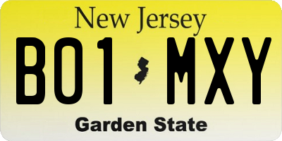 NJ license plate B01MXY