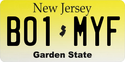 NJ license plate B01MYF