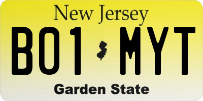 NJ license plate B01MYT