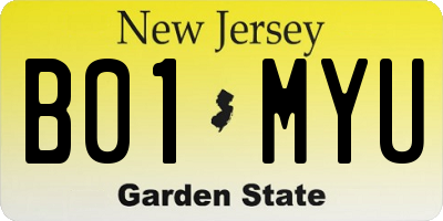 NJ license plate B01MYU
