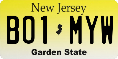NJ license plate B01MYW