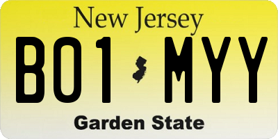 NJ license plate B01MYY